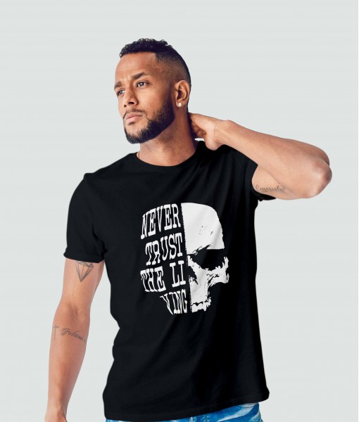 Мъжка тениска с щампа Готика Never trust skull